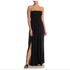 BOHO ME STRAPLESS SMOCKED BUST COVERUP MAXI DRESS